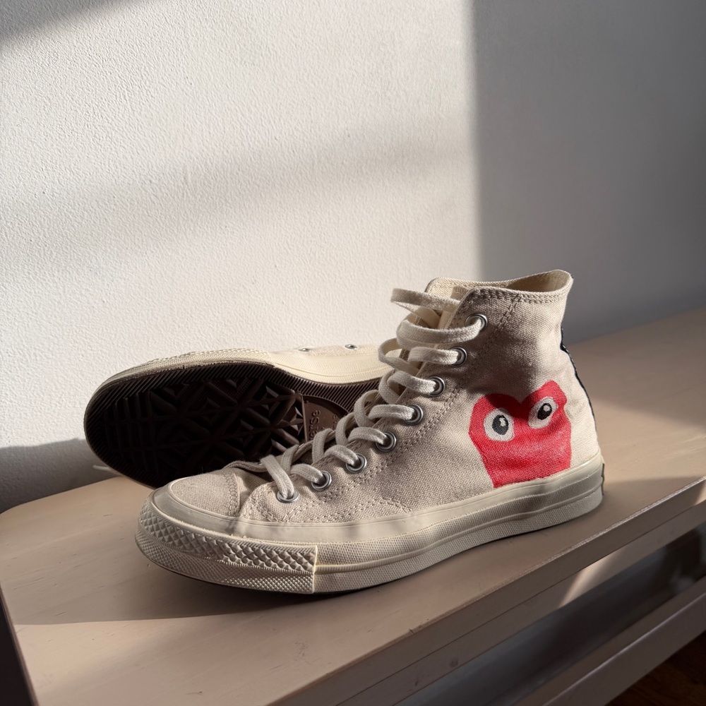 Comme des Garçons Play x Converse high top cream sneaker